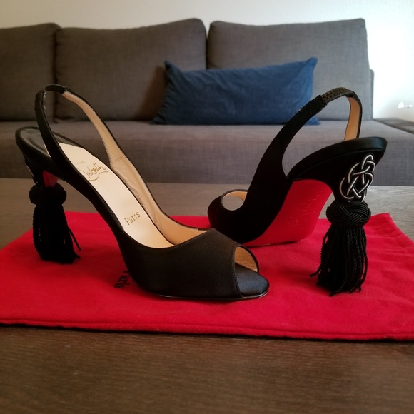 Christian Louboutin Shoes - Christian Louboutin Black Satin Tassel Pumps 38.5